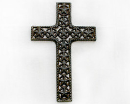 Inspirational Cast Iron Wall Cross With Stars in Circles - $16.98