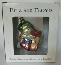Fitz &amp; Floyd Little Snow Boy Glass Ornament Snowman New in Box 5&quot; Tall U69 - £18.07 GBP