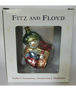 Fitz &amp; Floyd Little Snow Boy Glass Ornament Snowman New in Box 5&quot; Tall U69 - £17.98 GBP