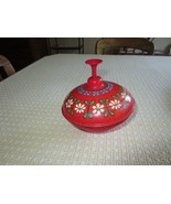 Vintage FLORAL DAISIES Red SPINNING TOY TOP - approx. 5-1/4&quot; Round - £11.79 GBP