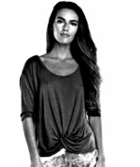 Hard Tail 3/4 Sleeve Luxe Knotted Pullover Black ROX07 - $102.13 CAD