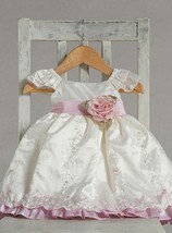 Stunning Ivory Pink Ruffle Embroidered Flower Girl Party Dress, Crayon Kids USA - £38.35 GBP