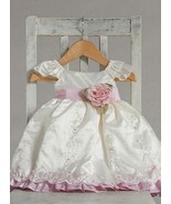 Stunning Ivory Pink Ruffle Embroidered Flower Girl Party Dress, Crayon K... - £38.36 GBP