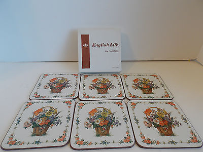 English Life Coaster Set of 6 "Flower basket" - $7.90