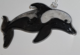 Stained glass looking Dolphin ornament window  suncatcher   5.5 inch acrylic - £5.49 GBP