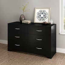 6 Drawer Black Ebony Wooden Chest of Drawers Fine Cabinet Storage Modern Dresser - £367.45 GBP