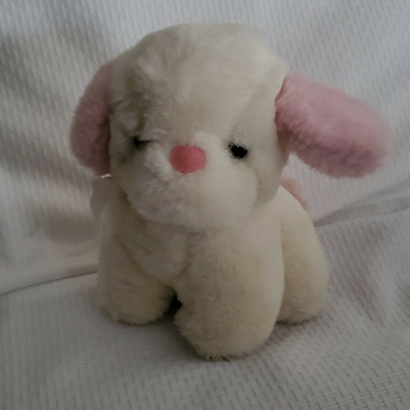 Commonwealth Lush Plush Stuffed Musical Puppy Dog White Pink Wind Up Toy Lullaby - $79.19