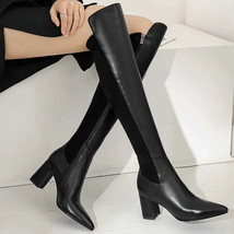 Vintage Leather Zipper Knee High Boots - £85.08 GBP+