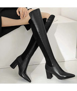 Vintage Leather Zipper Knee High Boots - £83.80 GBP+
