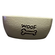 SPOT BRAND Dog Bowl PET Food Water Ceramic Dish Gray & White WOOF Bone - £16.62 GBP