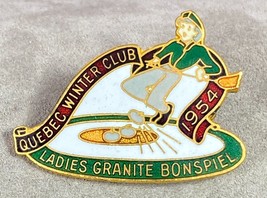 Curling Ladies Granite Bonspiel Quebec Winter Club Pin Medal Enamel Rare... - $13.86