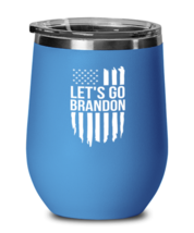 Joe Biden Wine Glass Let&#39;s Go Brandon Vertical Flag Blue-WG  - £21.72 GBP