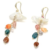 Vintage Natural Stone Big Drop Earrings For Women Handmade Beaded Shell Beads Zi - £10.47 GBP