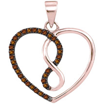 10kt Rose Gold Womens Round Brown Diamond Heart Infinity Pendant - $210.79