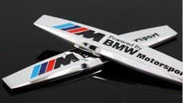 2pcs Metal Emblem Badge Sticker Motorsport Power (2Pcs Silver Polished) - £22.39 GBP