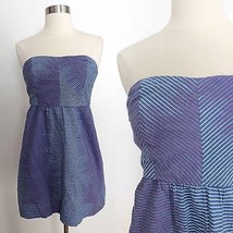 Urban Outfitters size 4 blue red gradient striped strapless knee length dress - £5.33 GBP