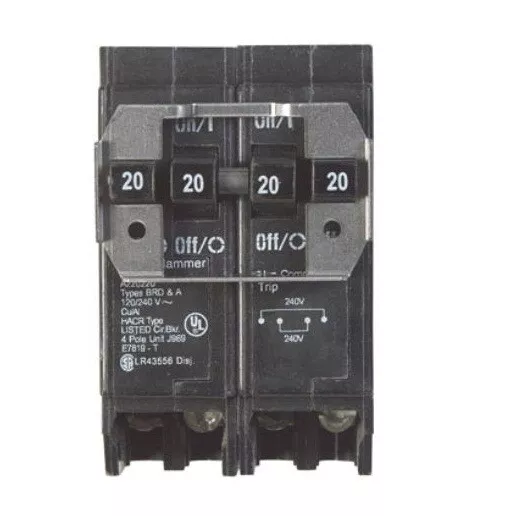 BQ220220 2-Double Pole Quad Circuit Breaker, 20/20 Amp - $88.75
