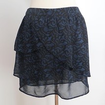 Urban Outfitters size 0 blue black botanical print layered crossover tulip skirt - £7.24 GBP