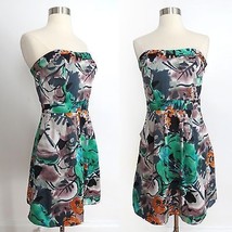 The Limited size 2 colorful abstract floral botanical print strapless dress - £6.95 GBP
