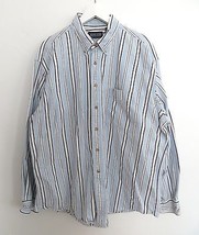 Lands&#39; End men&#39;s size EXTRA LARGE XL blue white striped button down dress shirt - £7.04 GBP