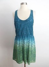 Urban Outfitters sz LARGE blue green gradient ombre sleeveless lace sheer dress - £8.23 GBP