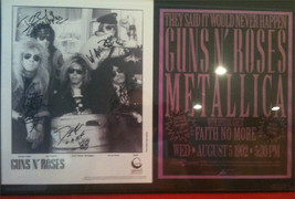 Guns N&#39; Roses Gnr Framed Autographed Rp Photo &amp; Tour Flyer Axl Slash Izzy Duff - £31.44 GBP