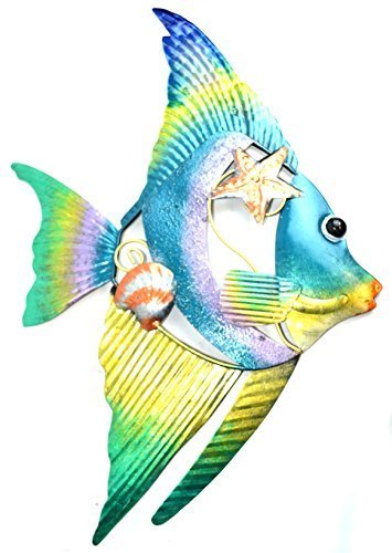 BEAUTIFUL UNIQUE colorful NAUTICAL FISH METAL WALL ART