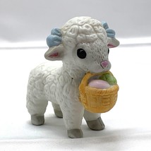 White Sheep Lamb Carrying an Easter Basket with Eggs Mini 2.75&quot; - $8.02
