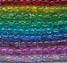 6mm Crackle Glass Beads (50) Mixed Colors - £1.05 GBP