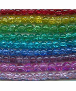 6mm Crackle Glass Beads (100) Mixed Colors - $50.07 MXN