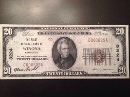 Reproduction National Bank Note $20 First National Bank Of Winona Minnes... - £2.74 GBP