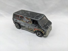 Vintage 1974 Hot Wheels Black Van With Flames Toy Car 2 3/4&quot; - $9.89