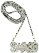 Swagg Halskette Neu Kristall Strass Anhänger Mit 91.4cm Franco Stil Kette - $34.03