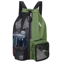 Drawstring Backpack Waterproof Mesh Sports Gym Bag Basketball Sack Pack with Zip - £60.34 GBP