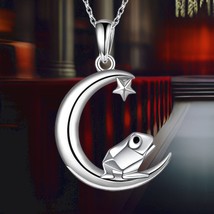 Frog Necklace for Women Sterling Silver Origami Frog Moon Necklace Gifts... - $97.00