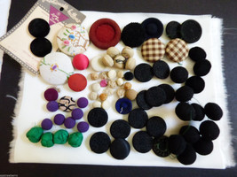 Lot of 76 Antique Old Vintage Cloth Covered Buttons Fabric Cloth multi-c... - £44.07 GBP