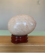 Peach Calcite Crystal Egg Carved Polished Chakra Healing Carving Stone W... - £8.37 GBP