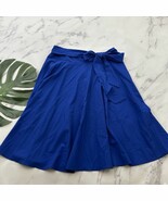 Belle Poque Womens Retro A-Line Skirt Size XL Bright Blue Bow Trim Pockets - $27.71