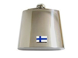 Finland Flag Pendant 6 Oz. Stainless Steel Flask - £39.95 GBP
