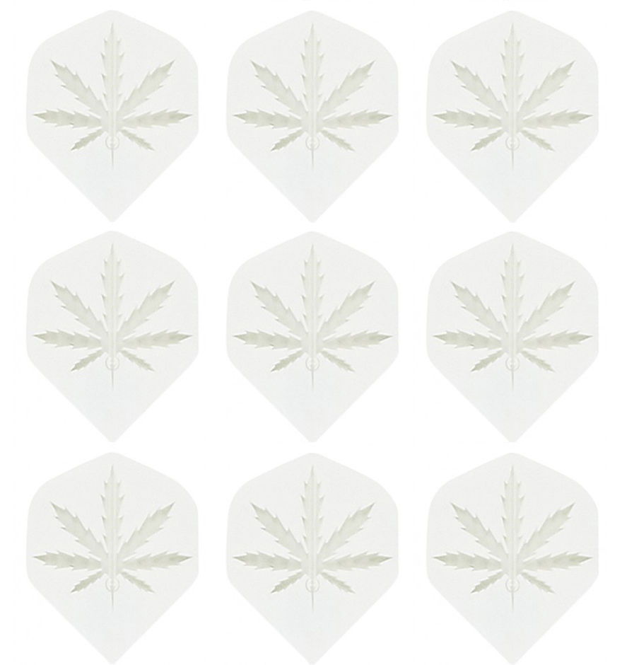 Ruthless White w/Clear Pot Leaf Standard Dart Flights - Micron-3 sets(9 ... - $3.98