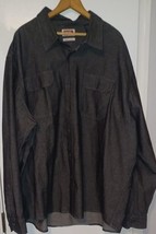 Wrangler Men&#39;s 3XL Dark Blue Denim Button Up Shirt Flap Pockets Flex For... - $12.99