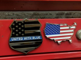 USA Flag and Police Tribute Magnets/Toolbox/refrigerator Emblems. Get Bo... - £15.62 GBP