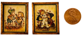 2 Miniature Dollhouse Pictures Wood Framed Old World Prints 1-7/16” x 1-3/16” - £15.54 GBP