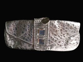 LULU SILVER CLUTCH BAG DIAMOND ACCENTS - $11.88