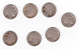 7 Buffalo Nickels 1935, 1937 and no date - assorted - £3.99 GBP
