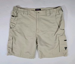 Railriders Mens XL Khaki Cargo Shorts Elastic Waist Nylon 6 Pockets Trav... - $19.29