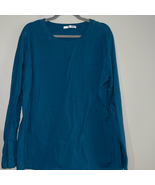 Cloud 9 dark teal blue long sleeve t-shirt longer style with a scoop neck - $9.80