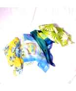 Lot of 4 Square Scarfs Approximately 20x20 Yellows Blues &amp; Greens - $15.69