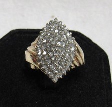 Caspian 10k Yellow Gold 67 Diamond Sz 10.75 Ring 5.9g Gorgeous 1.15ct Cluster CI - £612.66 GBP