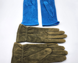 Fownes Suede Gloves Olive Green &amp; Blue Size L Lined Lot of 2 Wrist Length - $38.69